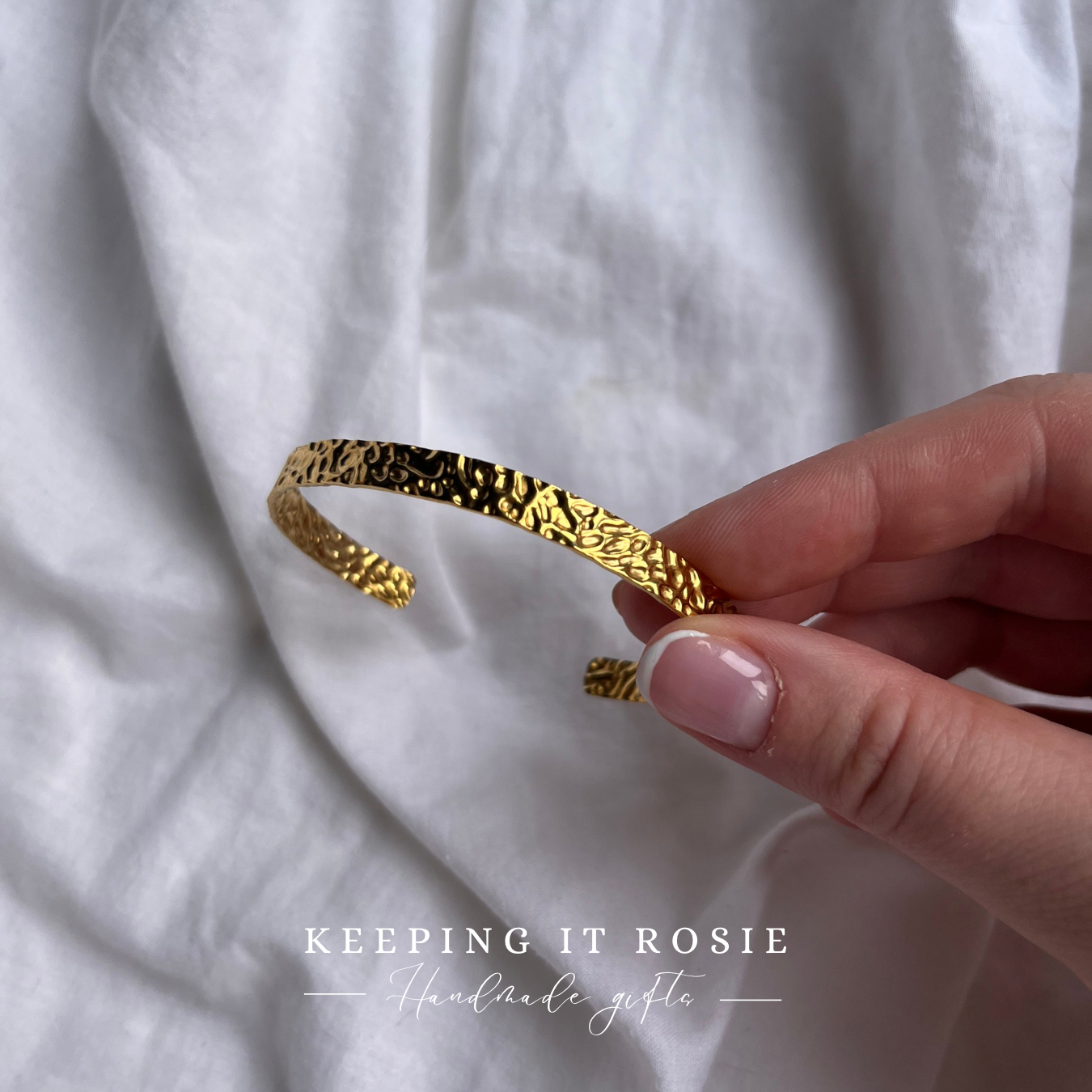 Hammer Effect Gold Plated bangle