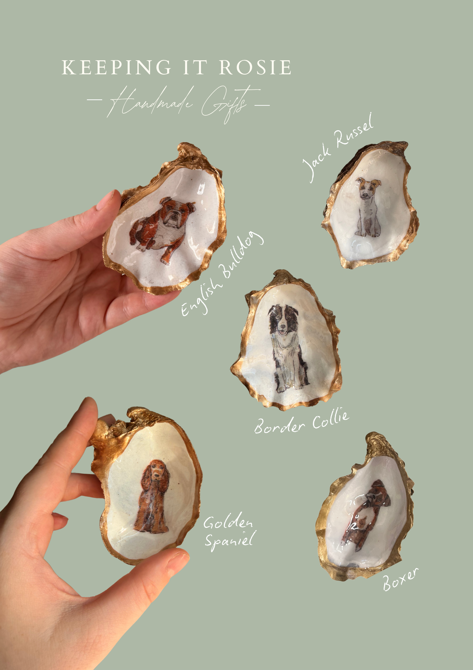 Custom Dog Breed Decorated Shell | trinket trays | Jewellery organisers | personalised | nautical home decor