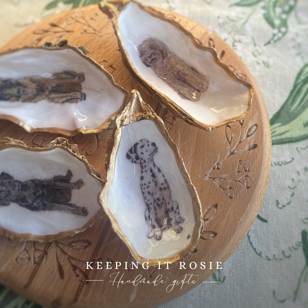 Dog breeds oyster shell trinket trays
