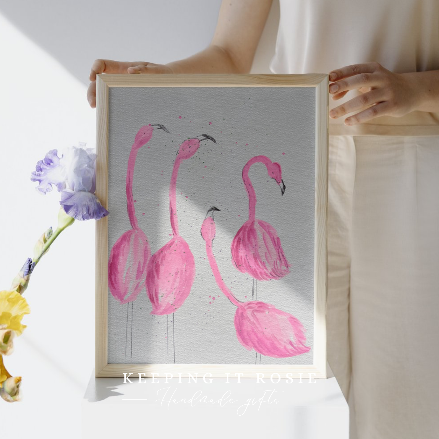 Flamingo Handpainted A4 print