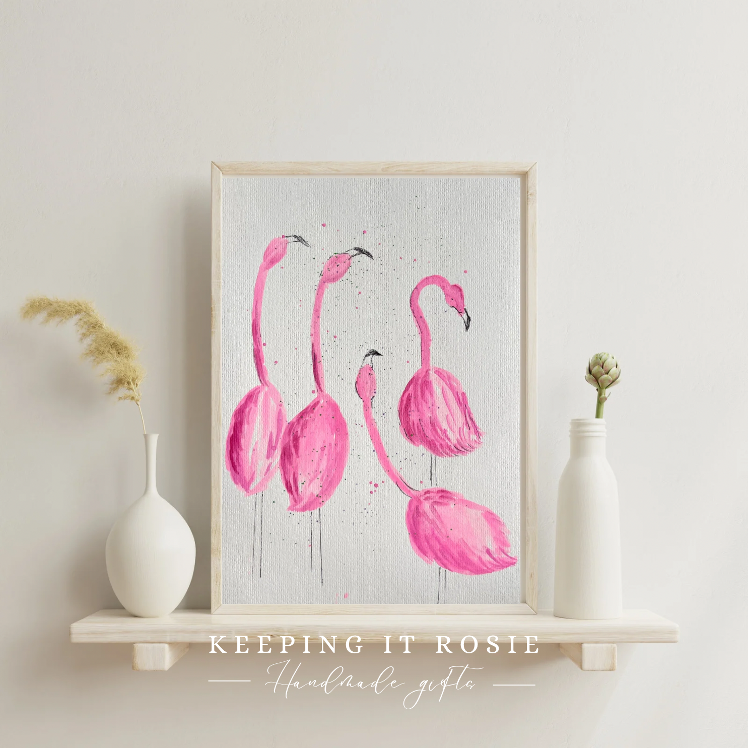 Flamingo Handpainted A4 print