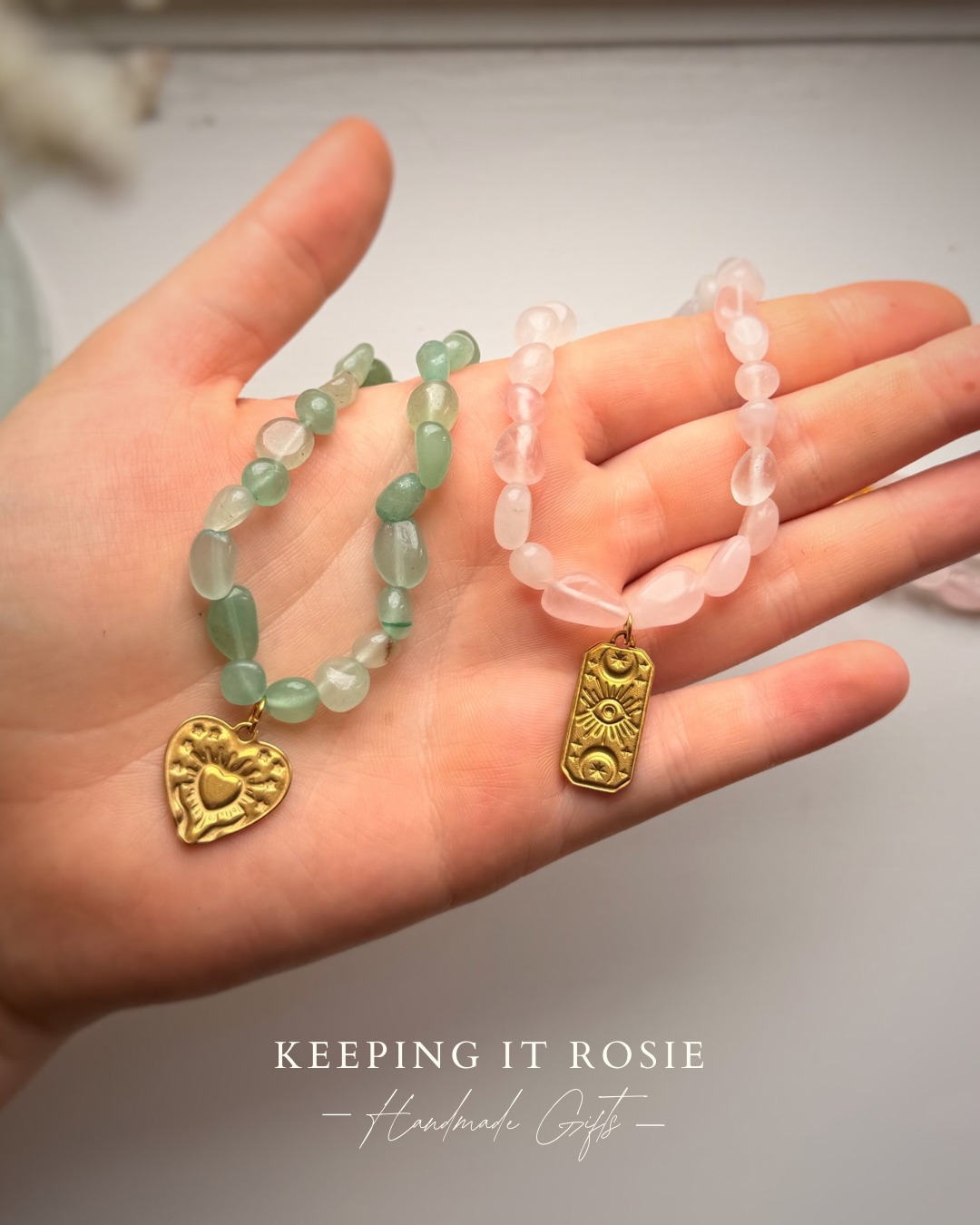 Glass stone beaded charm necklaces