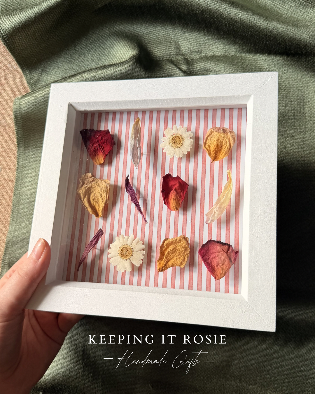 Pink Stripe 6x6 floating flower frame