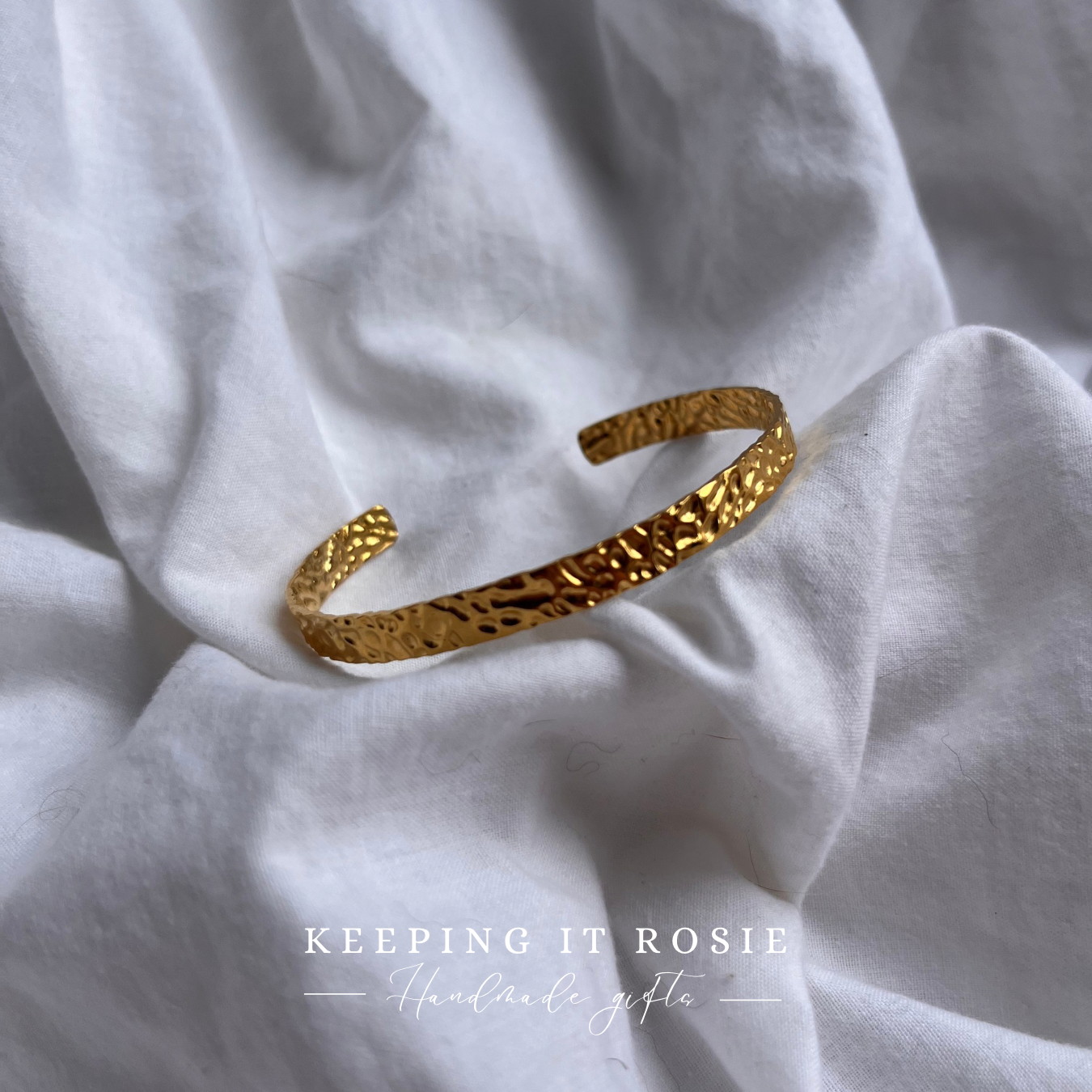 Hammer Effect Gold Plated bangle
