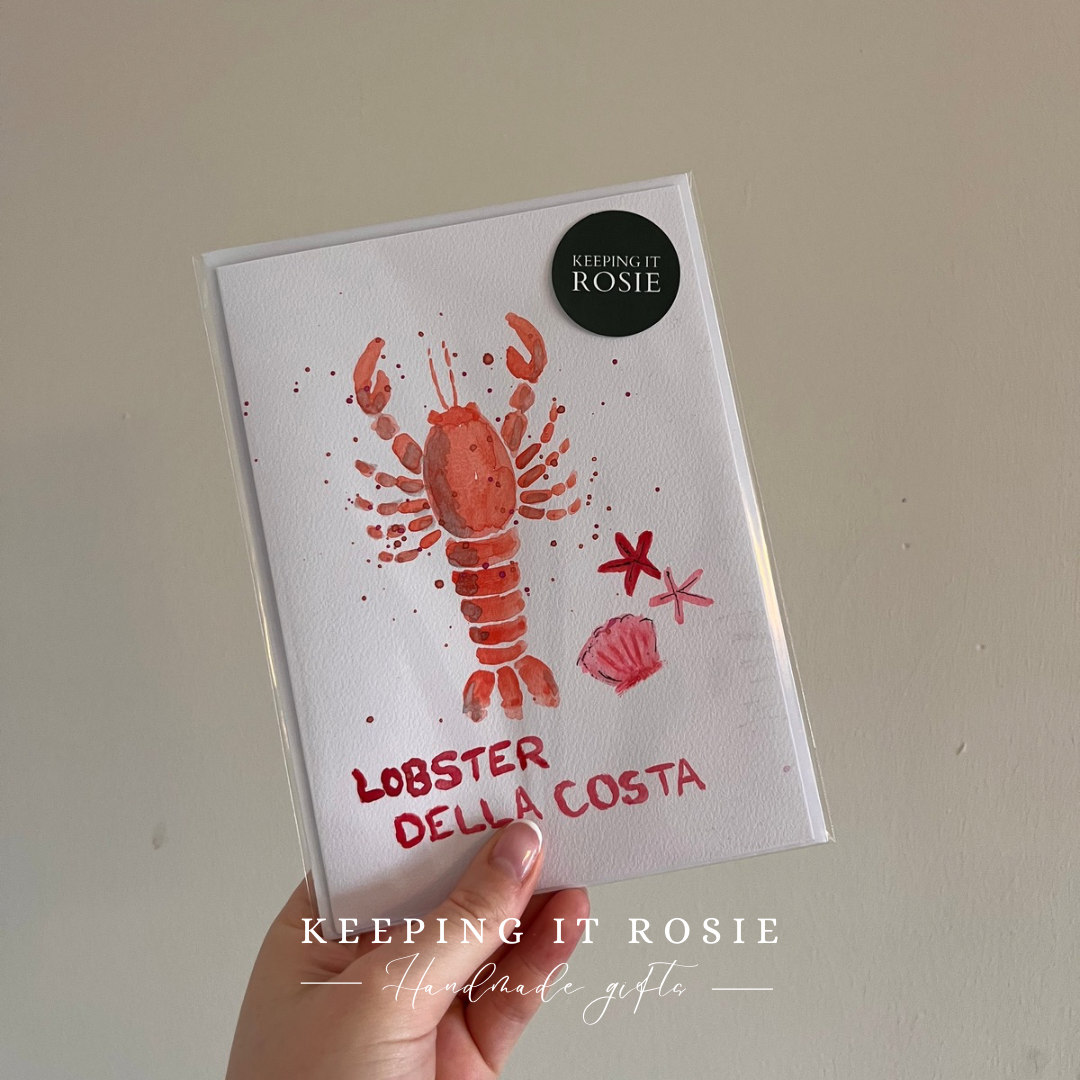 Lobster print Handpainted Card
