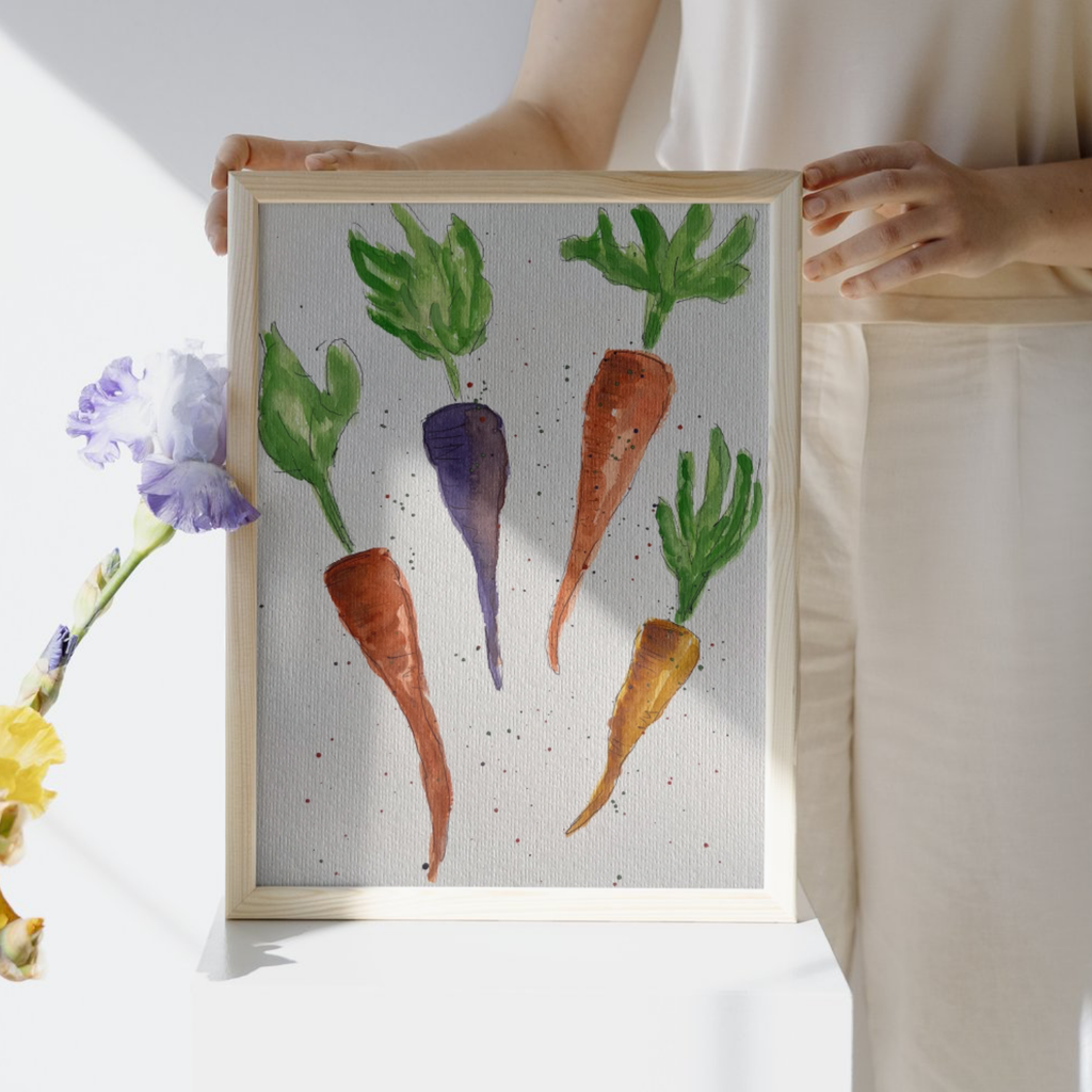Carrots Handpainted A4 print