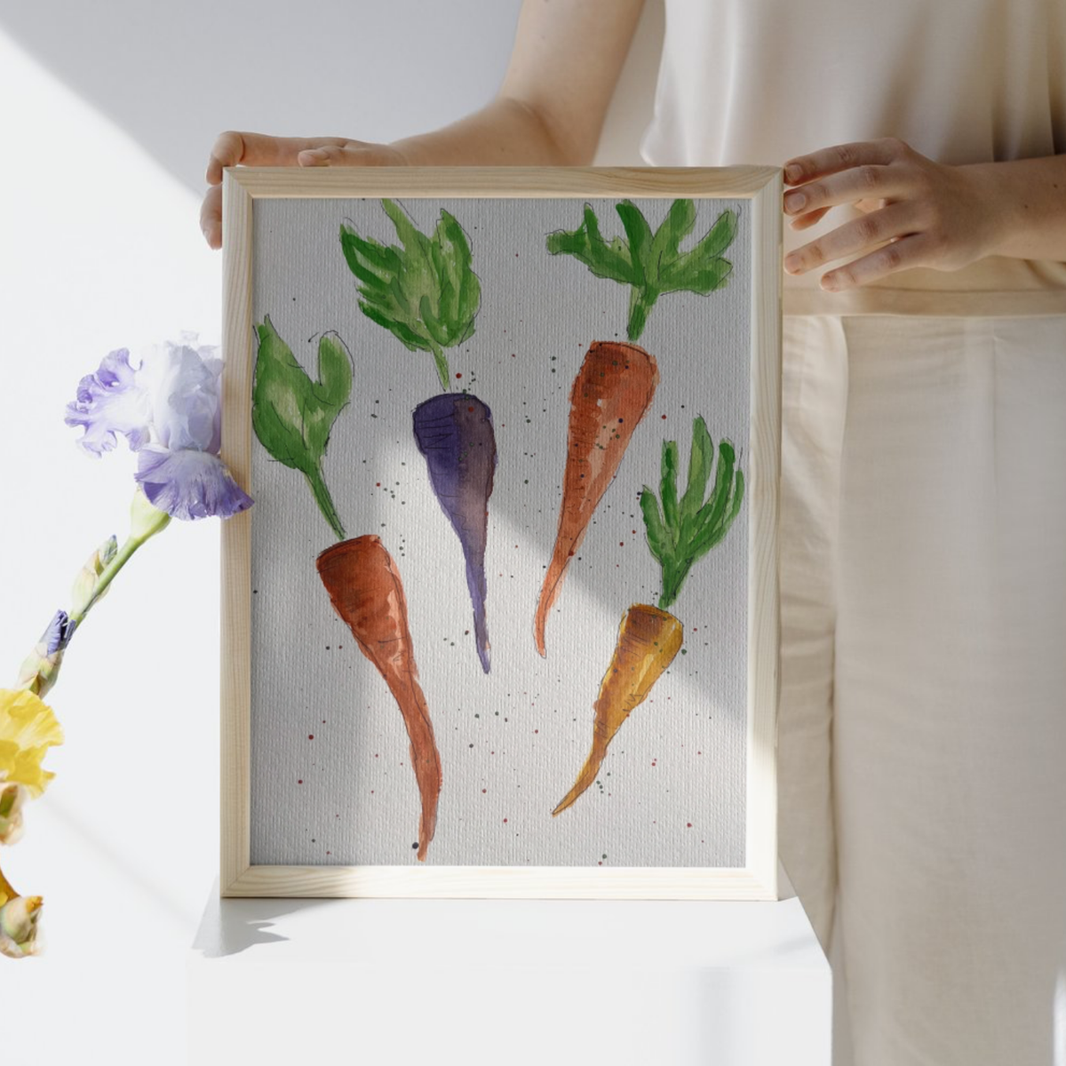 Carrots Handpainted A4 print