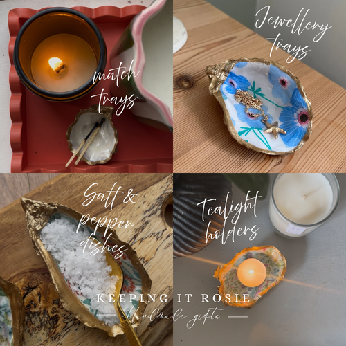 Autumnal flower print oyster shell