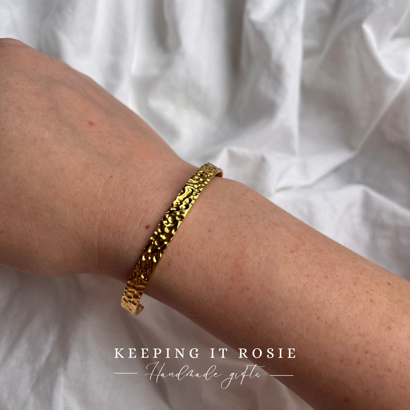Hammer Effect Gold Plated bangle