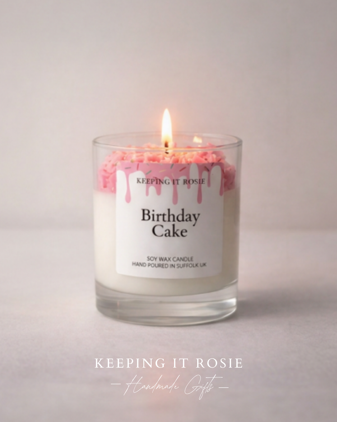 Pink Iced Birthday Cake Candle