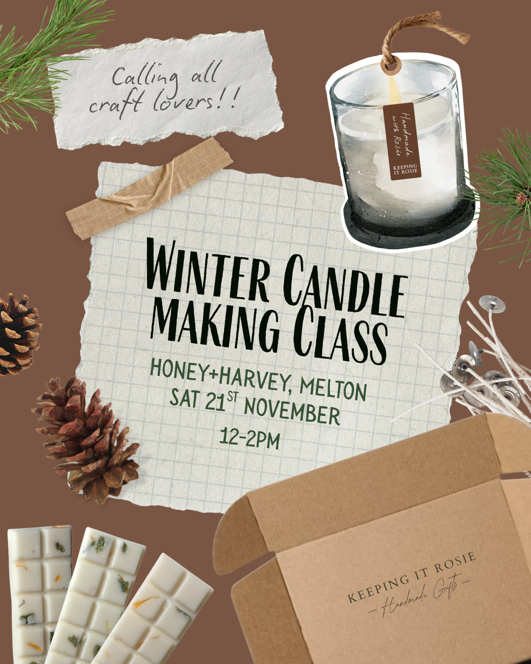 Winter Candle Making Classes at Honey + Harvey, Melton 21st Nov