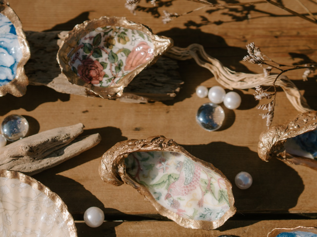 Sardine Summer Print Oyster Shell | Jewellery Tray | Home Decor