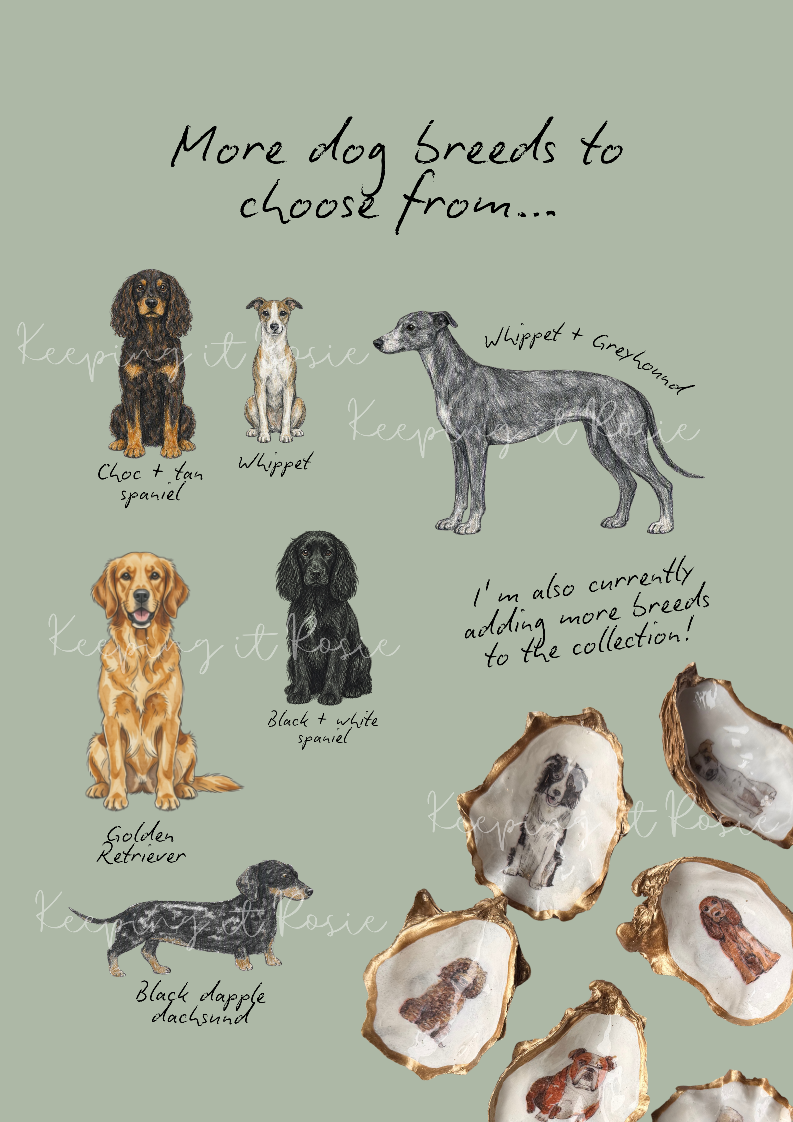Custom Dog Breed Decorated Shell | trinket trays | Jewellery organisers | personalised | nautical home decor