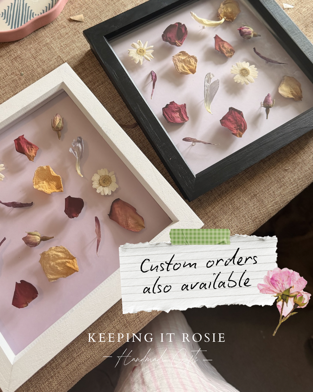 Pink Stripe 6x6 floating flower frame