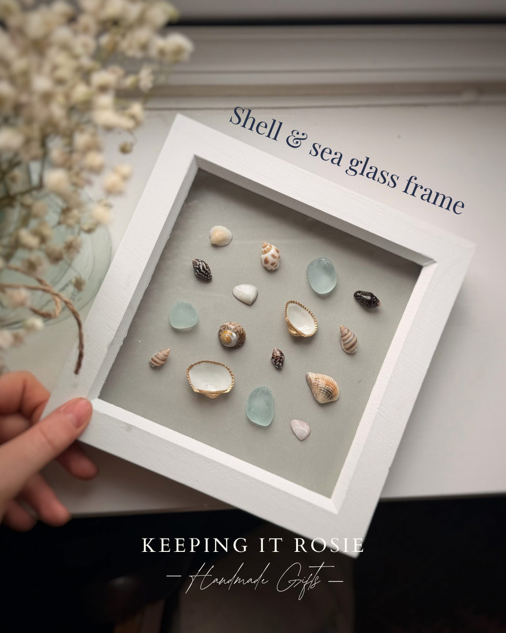 Green Stripe 6x6 floating flower frame